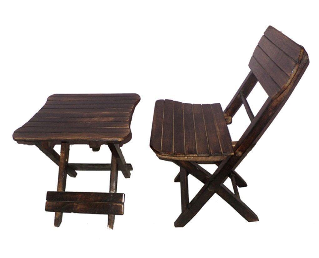 Antique Child's Wooden Folding Table Chair Set - Main Image