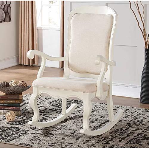 Handicraft Rocker Graceful Rocking Chair (White) - Ouch Cart