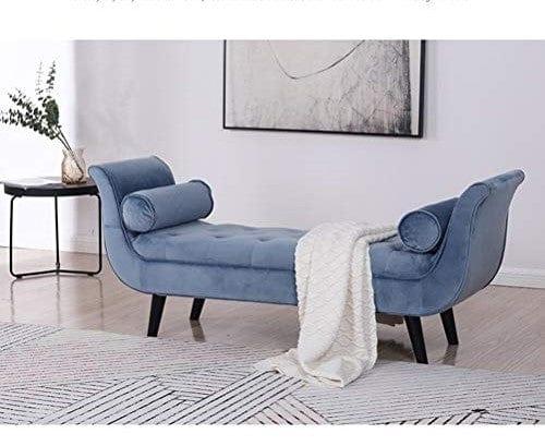 Sofa Bench,Velvet Window Seat Upholstered Bench Bedroom Lounge Bench Bed End Seat Stool Sofa Bench Footstool Seat for Home Living Room - Ouch Cart