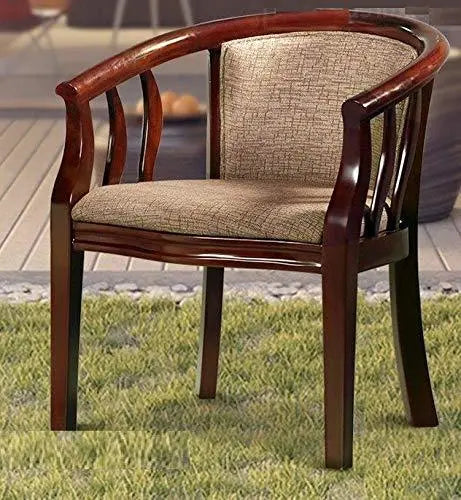 Handicrafts Wooden Back Comfort Seating Chair Hand Carved Armrest Chair for Home & Office (Standard) - Ouch Cart