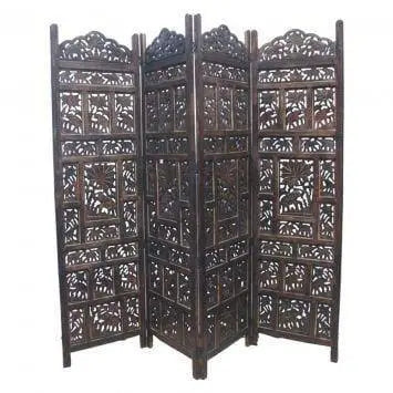 4 panel Wooden Partition,Wooden Handcrafted Partition/Room Divider/Separator for Living Room/Office - Ouch Cart