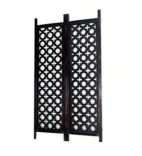 Solid Wood 3 Panel Room Wooden Partition (Brown) for Living Room - Ouch Cart