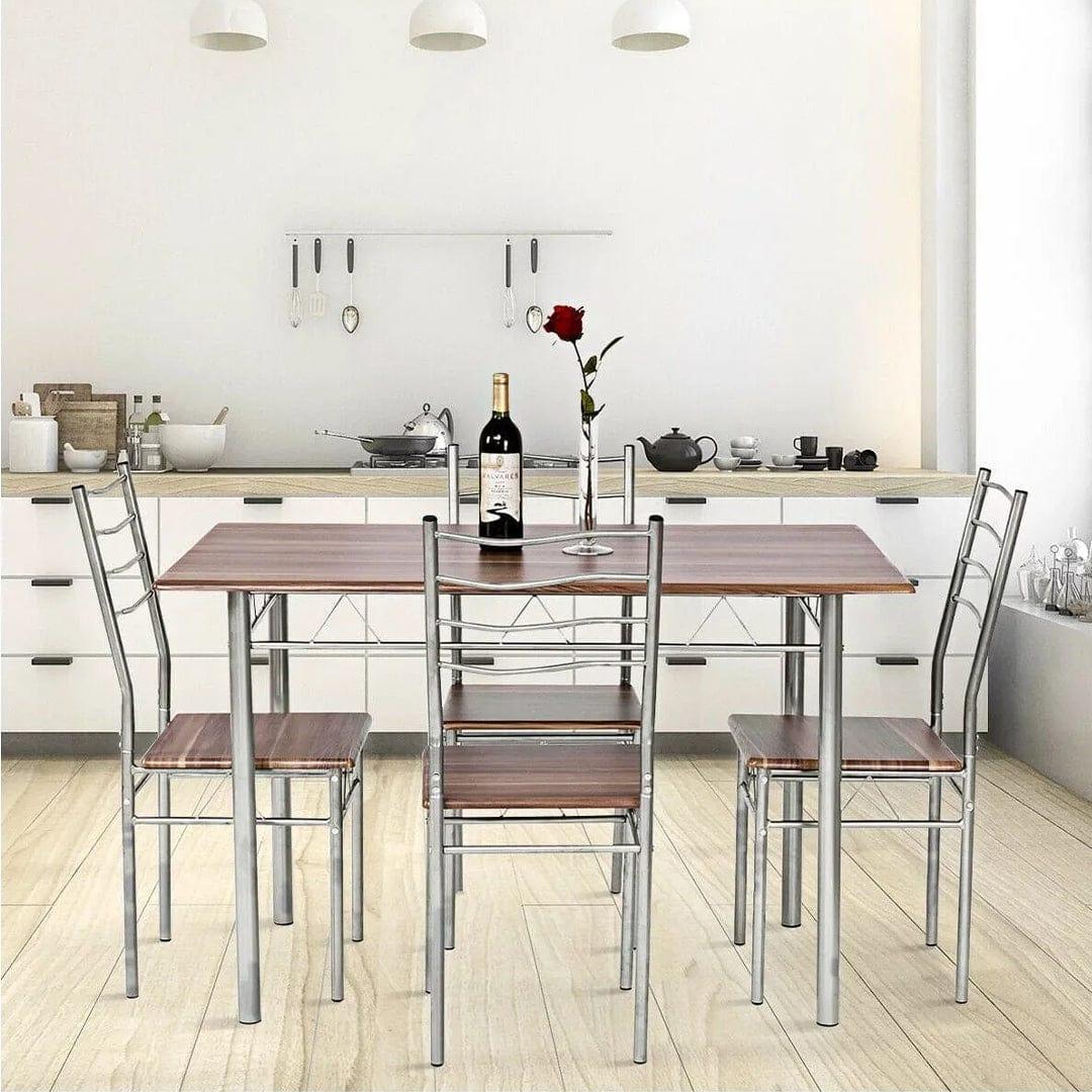 5 Piece Dining Table Set Wood Metal - Ouch Cart