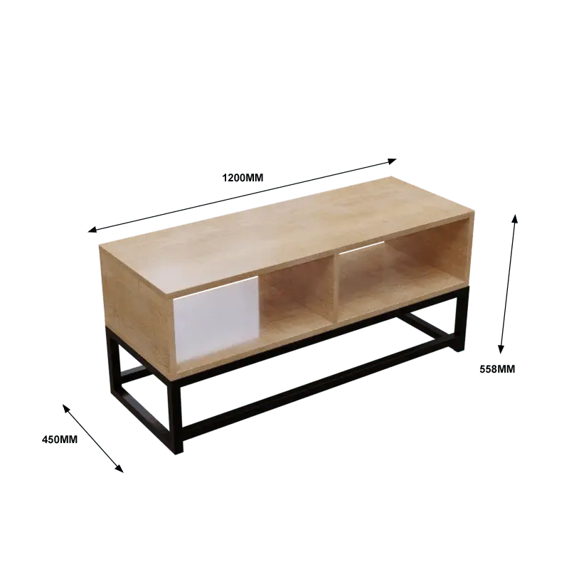 Benji TV Unit in Small Size in Wooden Texture - Ouch Cart