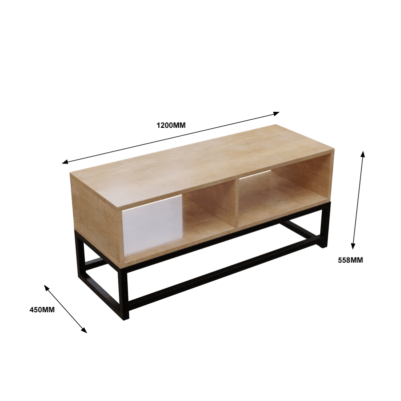 Benji TV Unit in Small Size in Wooden Texture - Ouch Cart