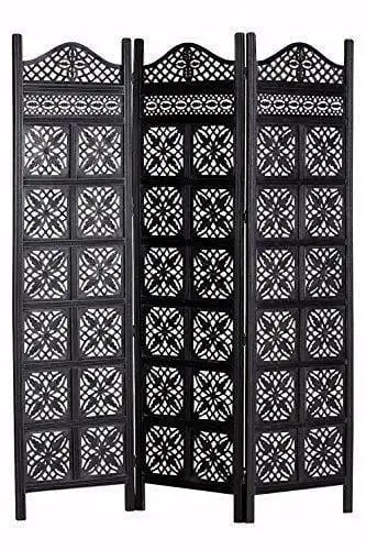3 panel Wood Partition Room Dividers,Wooden Handcrafted Partition Room Divider Separator Screen 3 Panels for Living Room/Office - Ouch Cart