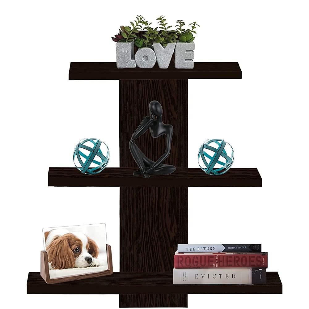 Furniture Cafe® Wooden Wall Shelves for Living Room | Floating Book Rack | Size- Standard | Colour- Dusky Brown Reflection With Matte Finish - Ouch Cart