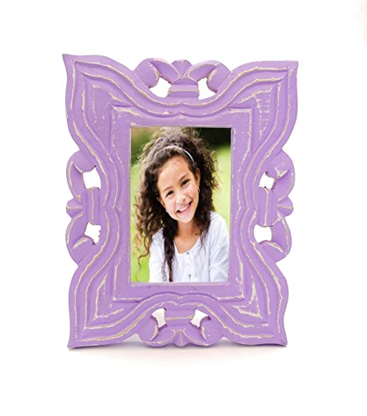 Decorative Handcrafted Wooden Photo Frame (Purple, 25 cm x 20 cm x 2 cm)