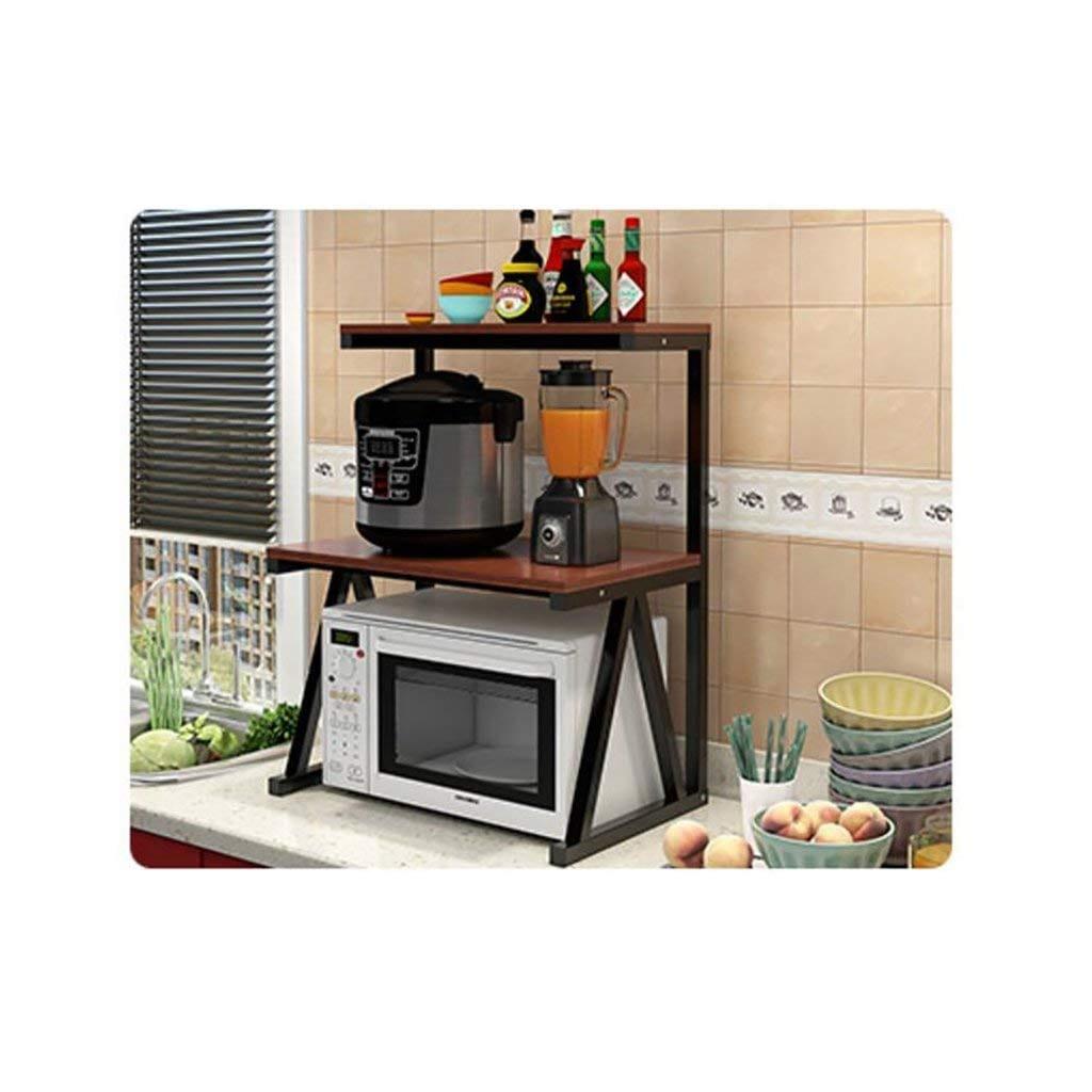 Two Tier Microwave Oven Rack, Kitchen Metal Matte Finish Storage Rack, Modern Multi-Function Rack (Black, 60 x 38 x 75cm) - Ouch Cart