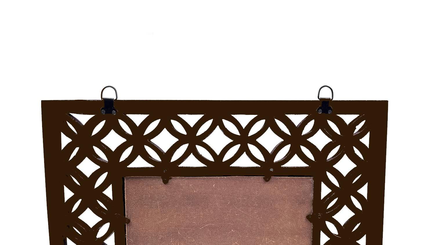 Decorative & Hand Crafted Wooden Wall Mirror in Walnut Finish ( 45 x 45 cm) - Ouch Cart