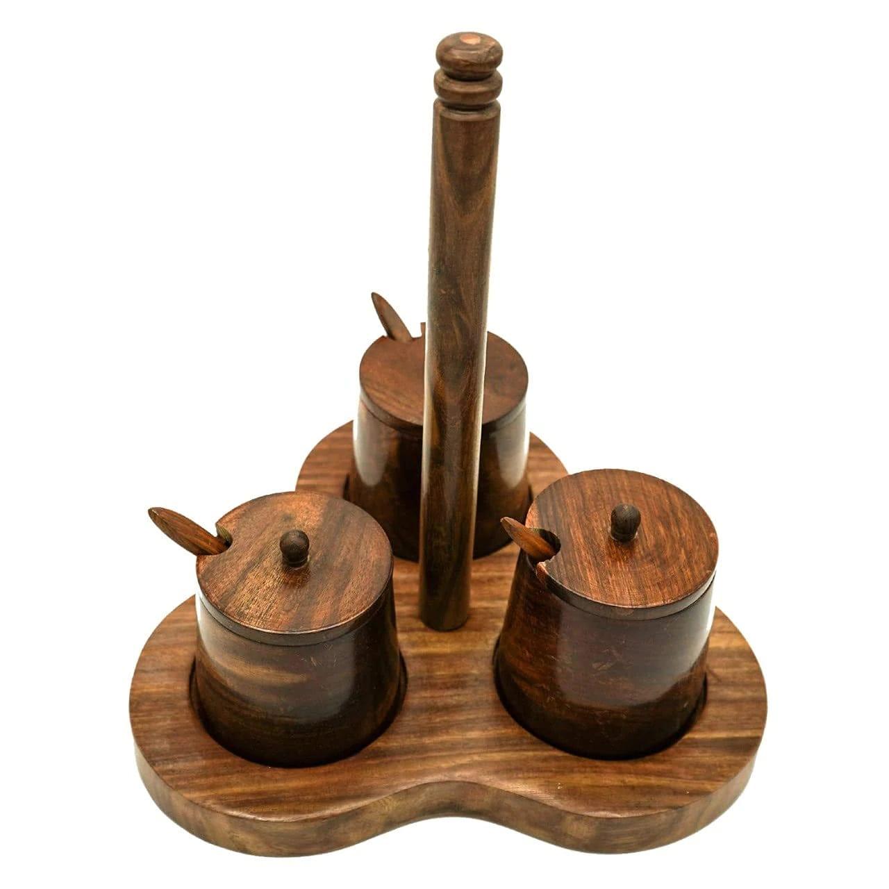 3 COMPARTMENT REAL SHEEHSAM WOOD DRY FRUIT BOX/ SPICE BOX/ STORAGE BOX/MASALA BOX - Ouch Cart