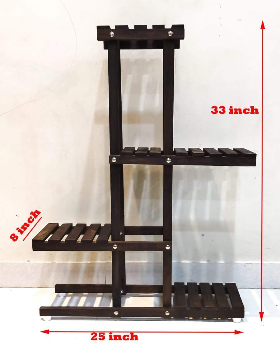 MDF Plant Stand, Medium, Brown,35.6 x 71.1 x 22.9Cms, Engineered Wood - Ouch Cart
