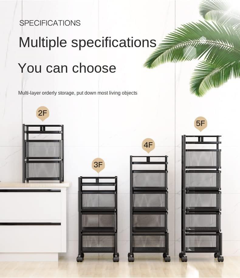 Kitchen Trolley Kitchen Organizer Items And kitchen accessories items for Kitchen Storage Rack Square Design Fruits & Vegetable Onion Cutlery ,Jars Container Kitchen Trolley with Wheels Black - Ouch Cart