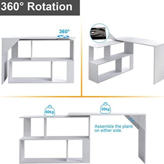 Folding Rotating L - Shaped Corner Desk/Computer Table For Office & Home By Miza - Ouch Cart