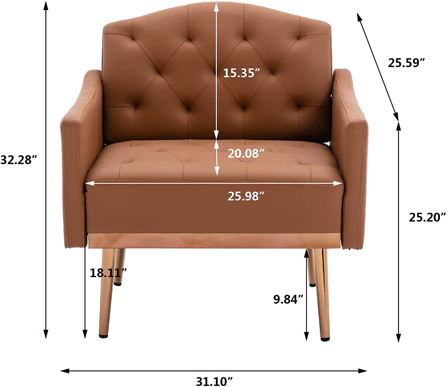Accent Chair, Living Room, Bedroom Leisure Single Sofa Chair TV armrest seat, Suitable for Small Space Home, Office, Coffee Chair