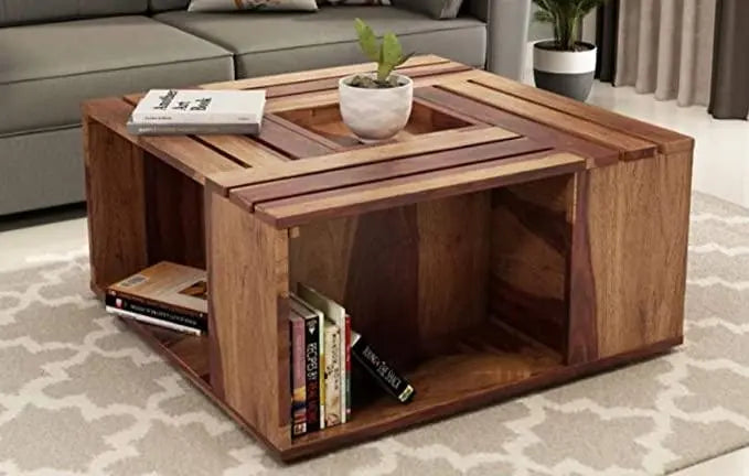 Sheesham Wood Center Table for Living Room/Coffee Table for Home in Natural Finish - Ouch Cart