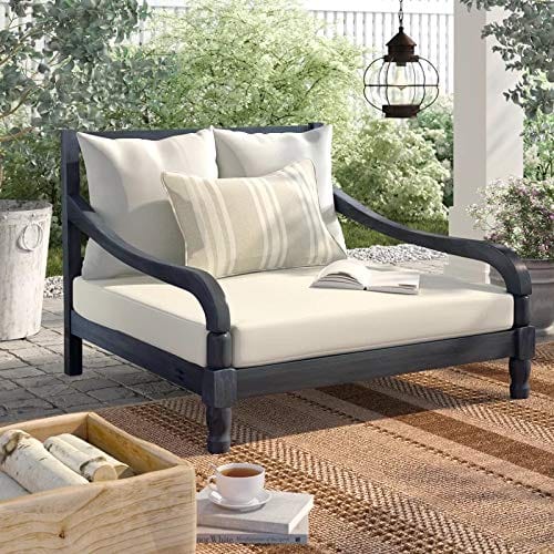 Handicraft Double Chaise Lounge with Cushion (Black)