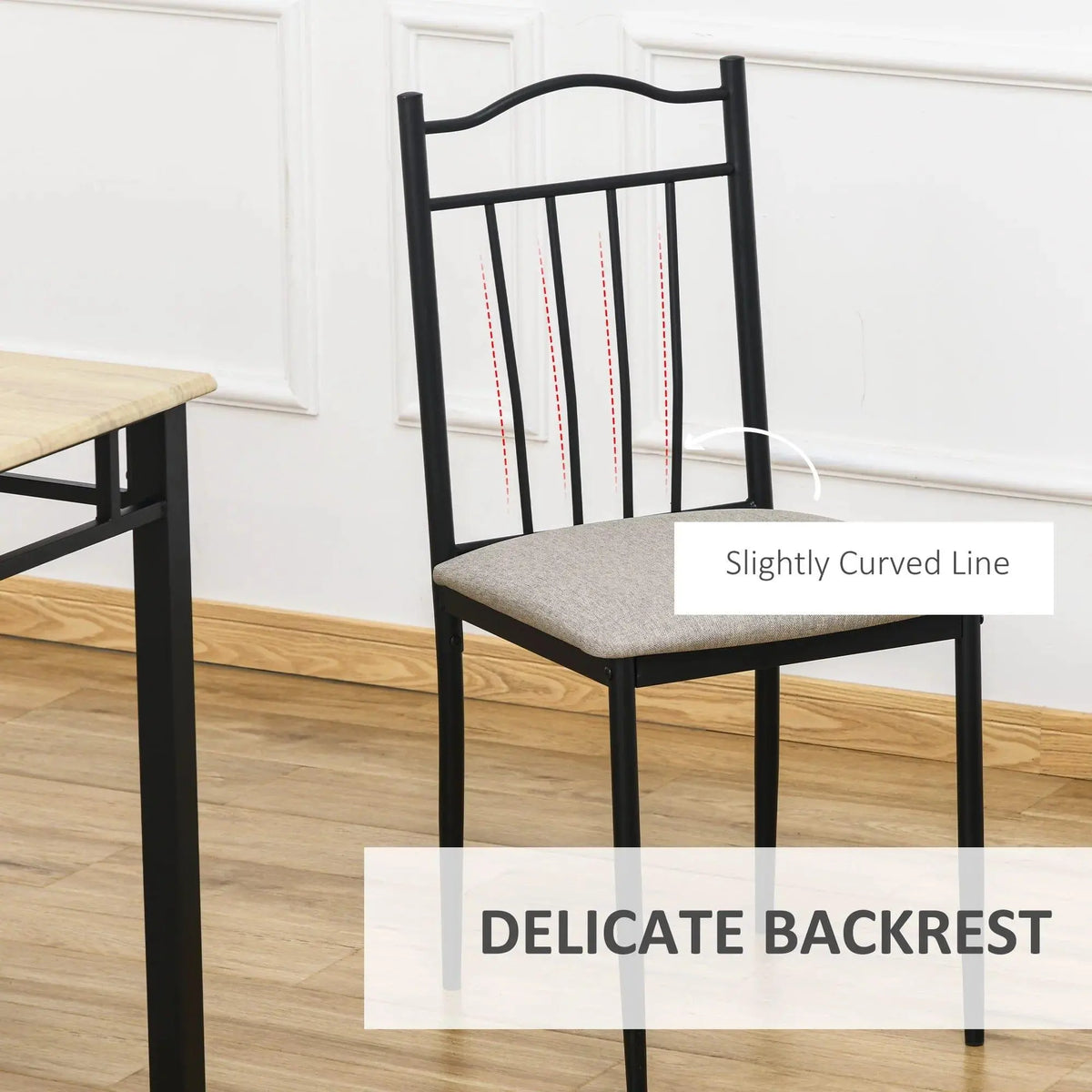 5 Piece Dining Set 1 Table 4 Chairs for Home Kitchen with Padded Seat, Metal Frame - Ouch Cart