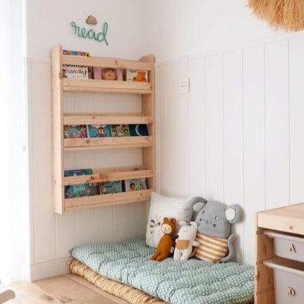 Wall Mounted 3 Shelves Space Saver Montessori Book Display Bookcase/Bookshelf ( With Complementary Coaster ) By Miza - Ouch Cart