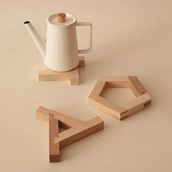 Wooden Fashionable Coaster Pot Stand/Wooden Pot Holder In Random Design ( With Complementary Coaster ) By Miza - Ouch Cart