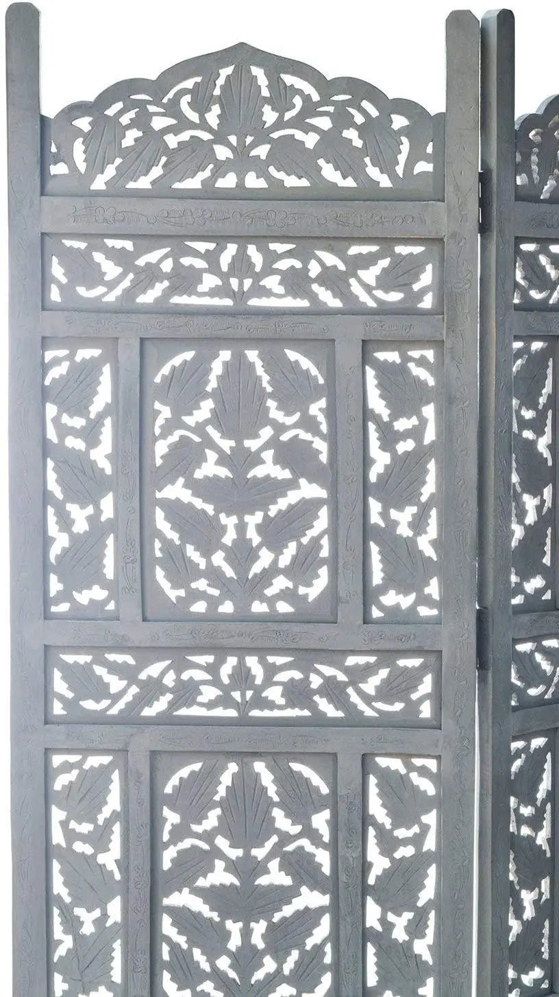 4 Panel Handcrafted Wooden Partition Screen Room Divider, Natural Wood Color Wooden Partition Foldable Room Partition Screen Dividers 4 Panels Wooden Partition Room Divider Flooring & Wall Panels Room Partitions - Ouch Cart