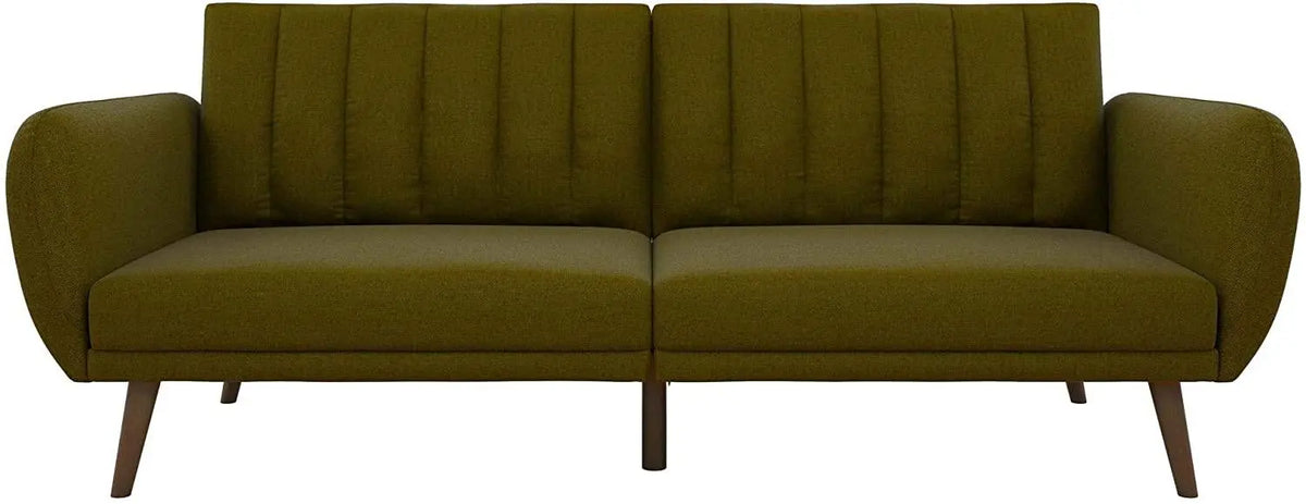 Sofa Futon - Premium Upholstery and Wooden Legs - Green - Ouch Cart