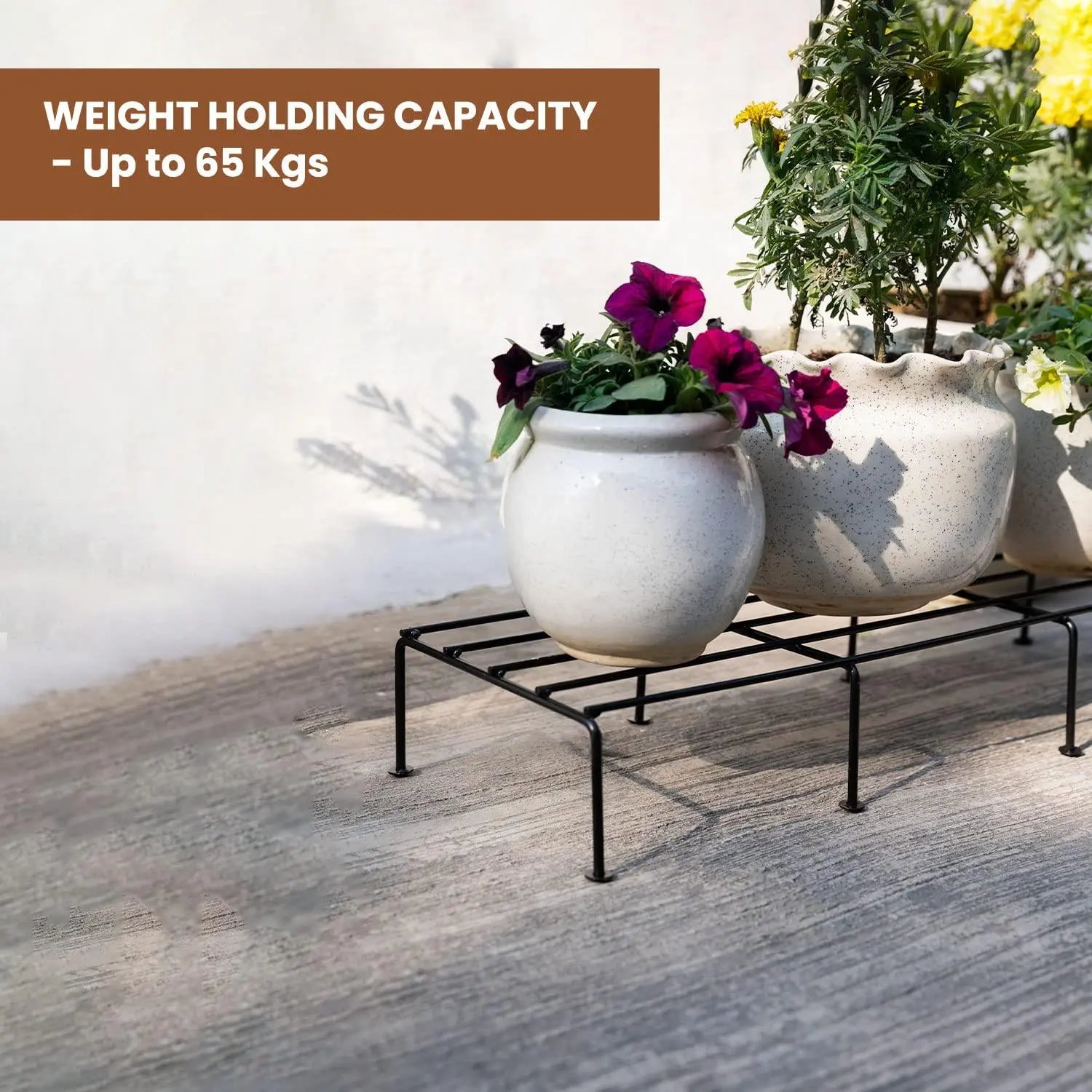 Iron Indoor/Outdoor Flower Pot/Plant Stand/Gamla Stand Heavy Duty Iron Used for Home Garden Balcony Living Room Decor (Black-Set of 4) - Ouch Cart