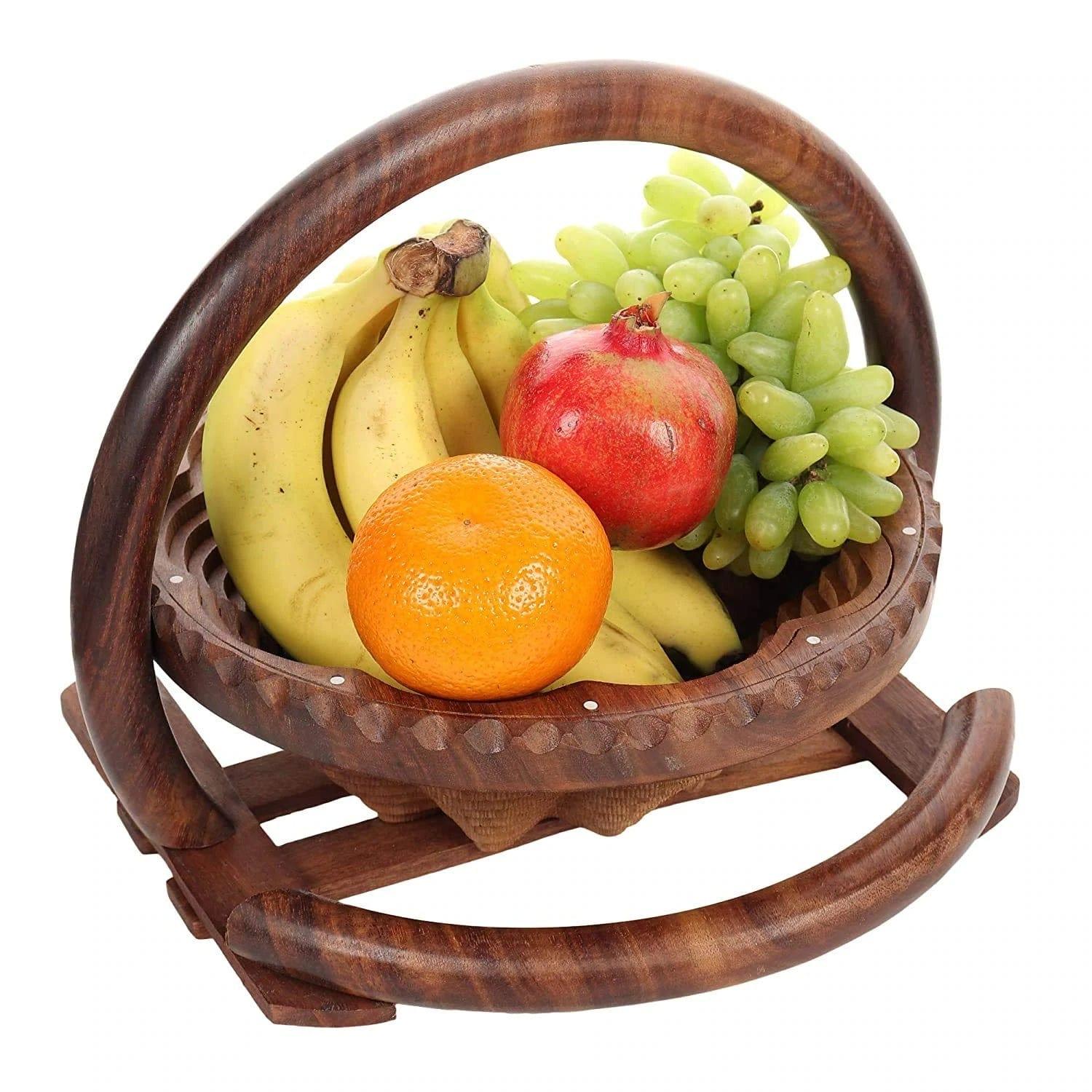 BEAUTIFUL ROSE WOOD FRUIT/VEGETABLES FOLDABLE BASKET - Ouch Cart