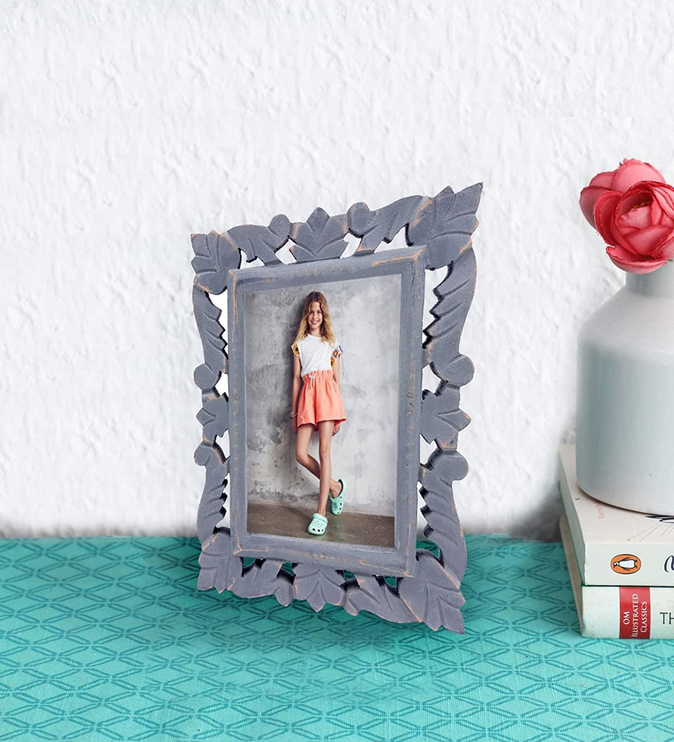Decorative Handcrafted Wooden Photo Frame for Home Dรฉcor, Living Room (Rustic Grey, 21.5 cm x 16.5 cm x 1.5 cm) - Ouch Cart