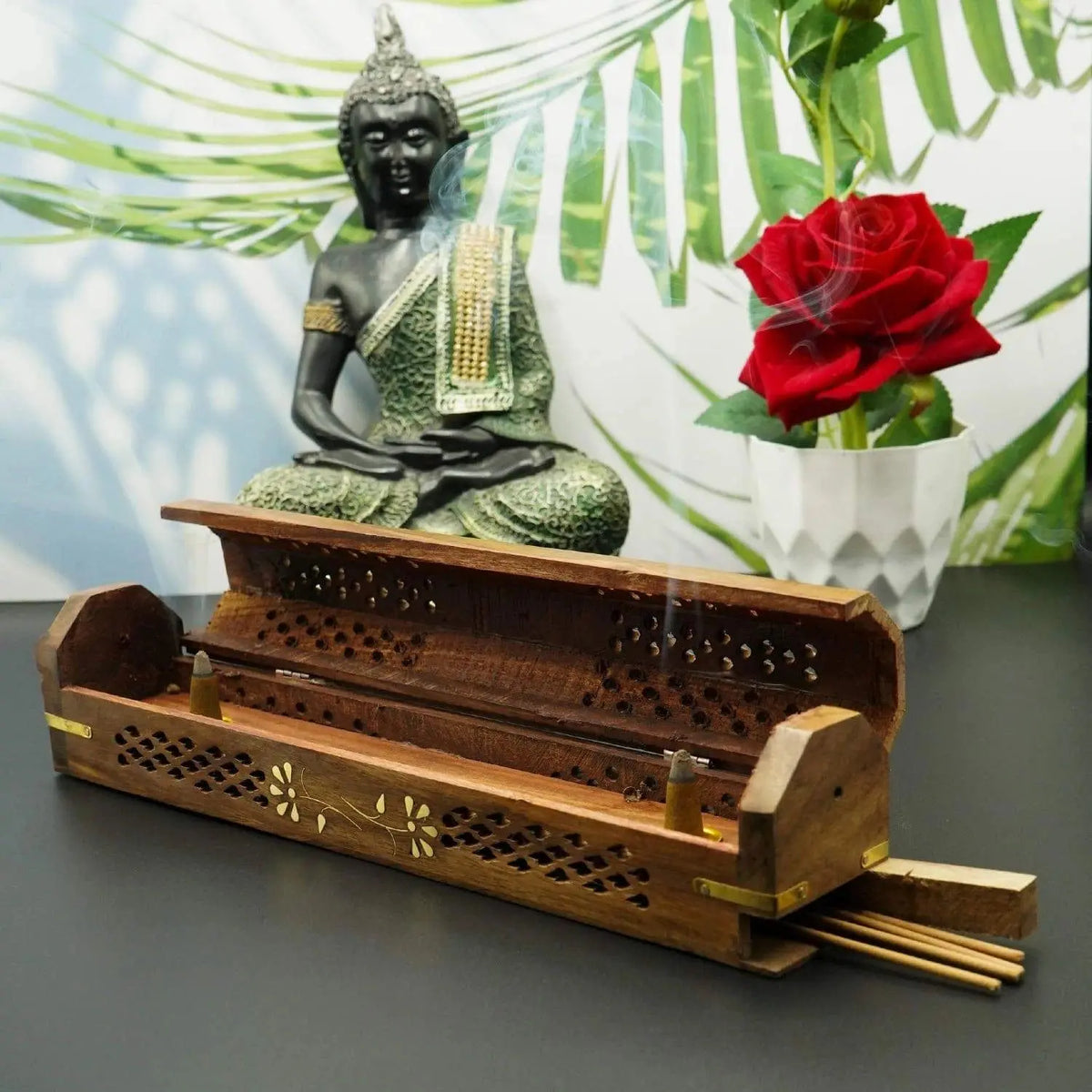 SHEESHAM WOODEN INCENSE STICK HOLDER AND DHOOP BATTI STAND FROM - Ouch Cart
