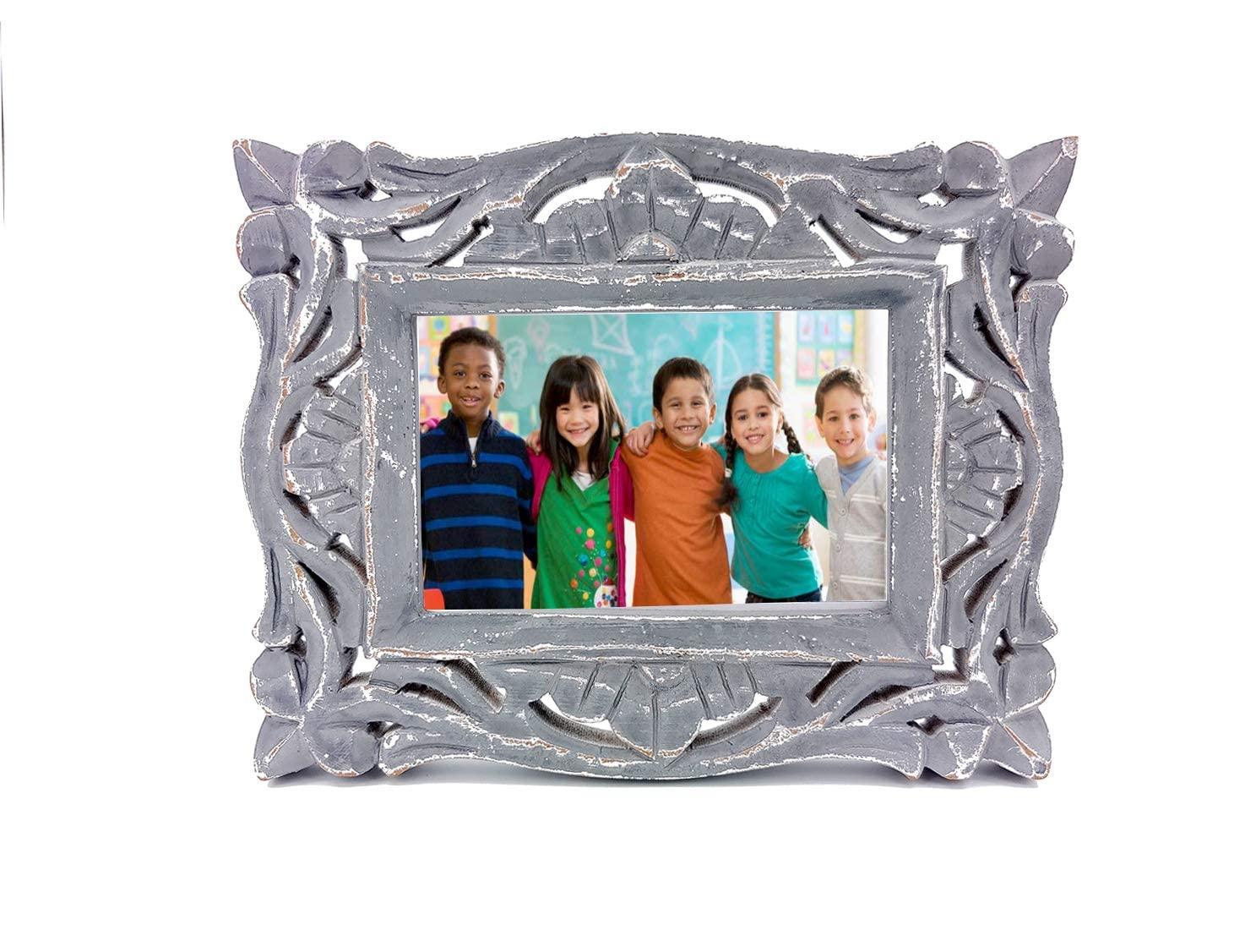 Decorative Handcrafted Wooden Photo Frame (Multicolor, 23.5 cm x 18.5 cm x 2 cm) - Ouch Cart