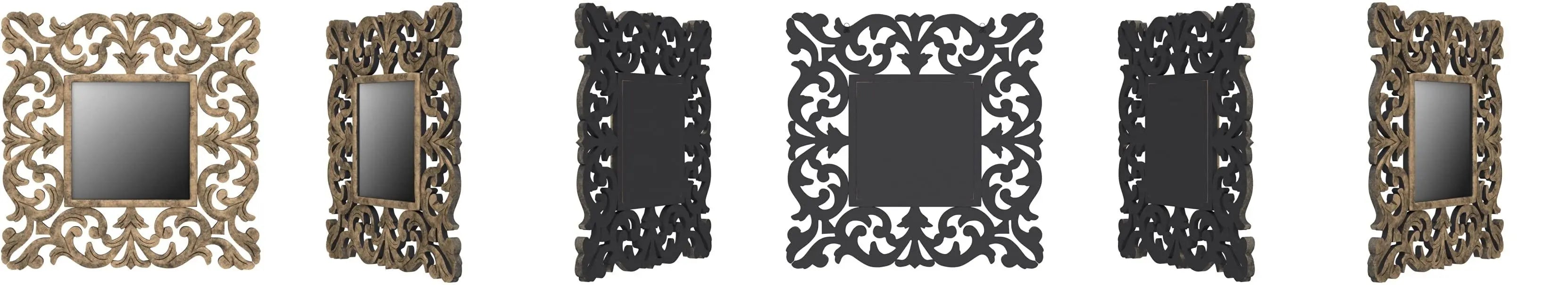 Wood Decorative Hand Crafted Mirror, 24 X Inch (Gold), Square, Wall Mount, Framed - Ouch Cart