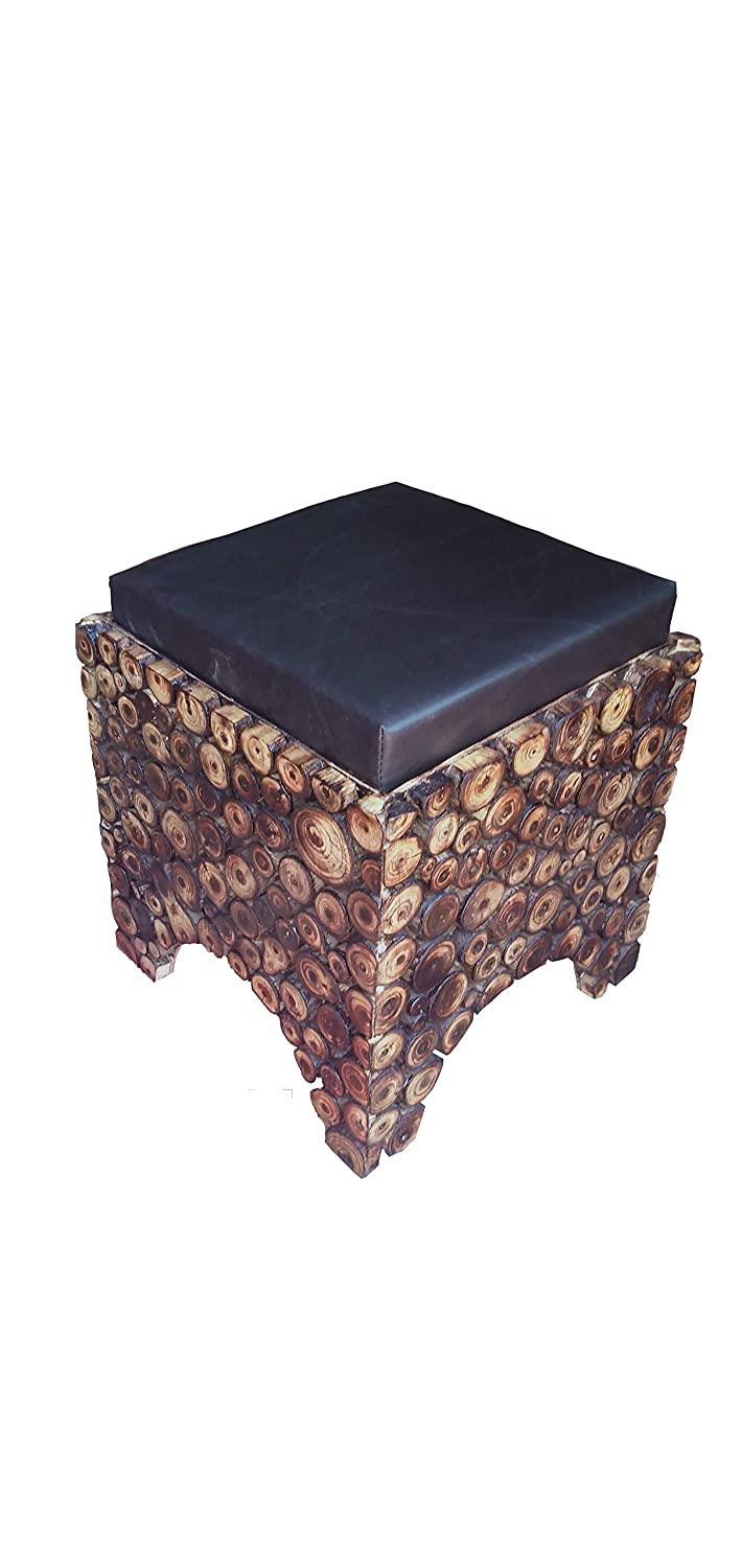 Wooden Stool/Chair With Storage Made From Natural Wood Blocks - Ouch Cart