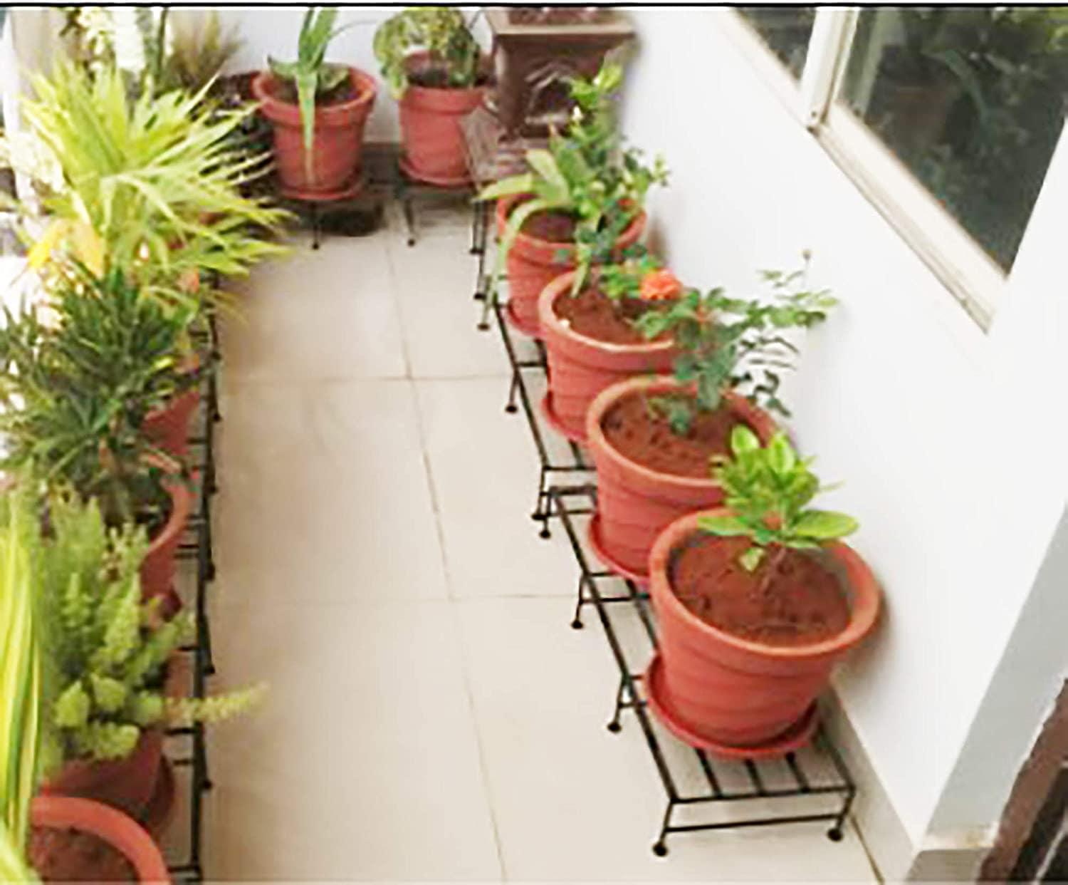 Iron Indoor/Outdoor Flower Pot/Plant Stand/Gamla Stand Heavy Duty Iron Used for Home Garden Balcony Living Room Decor (Black-Set of 4) - Ouch Cart