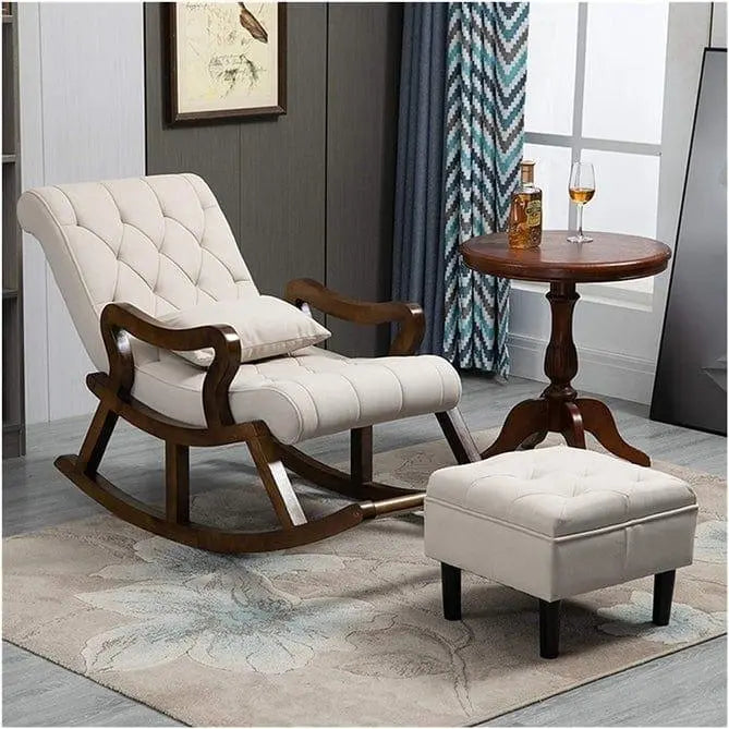 Wooden Rocking Chair with Footrest - Ouch Cart