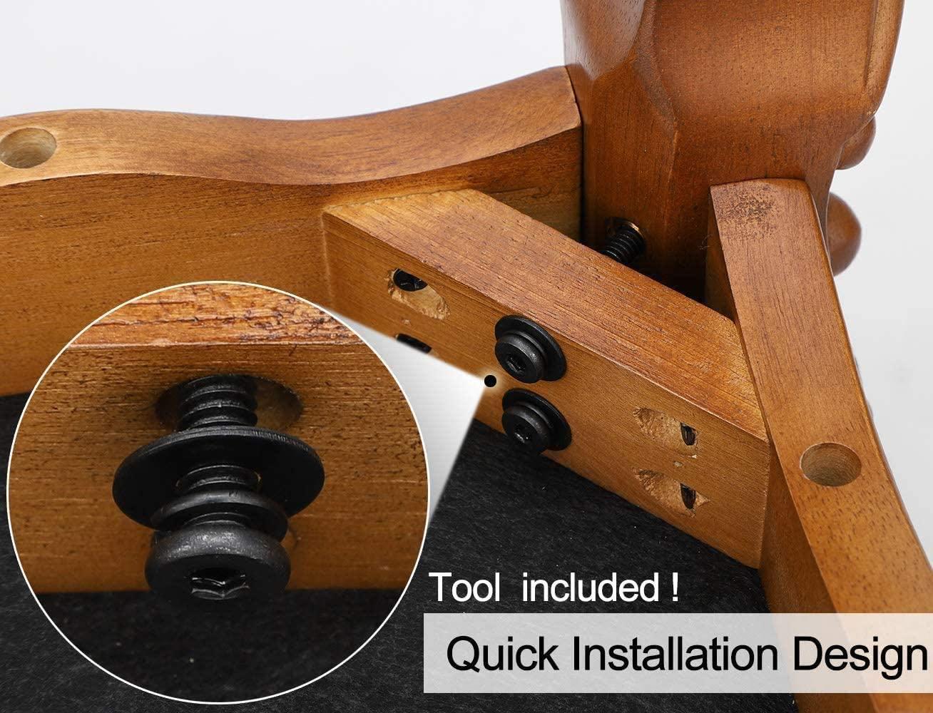 Small Footstool Ottoman Upholstered Footstool, Solid Rubber Wood/Living Room Stool. (Brown) - Ouch Cart