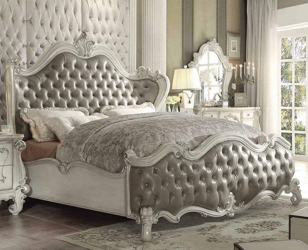 Versailles Eastern King Bed Tone Dark Brown PU & Cherry - Ouch Cart