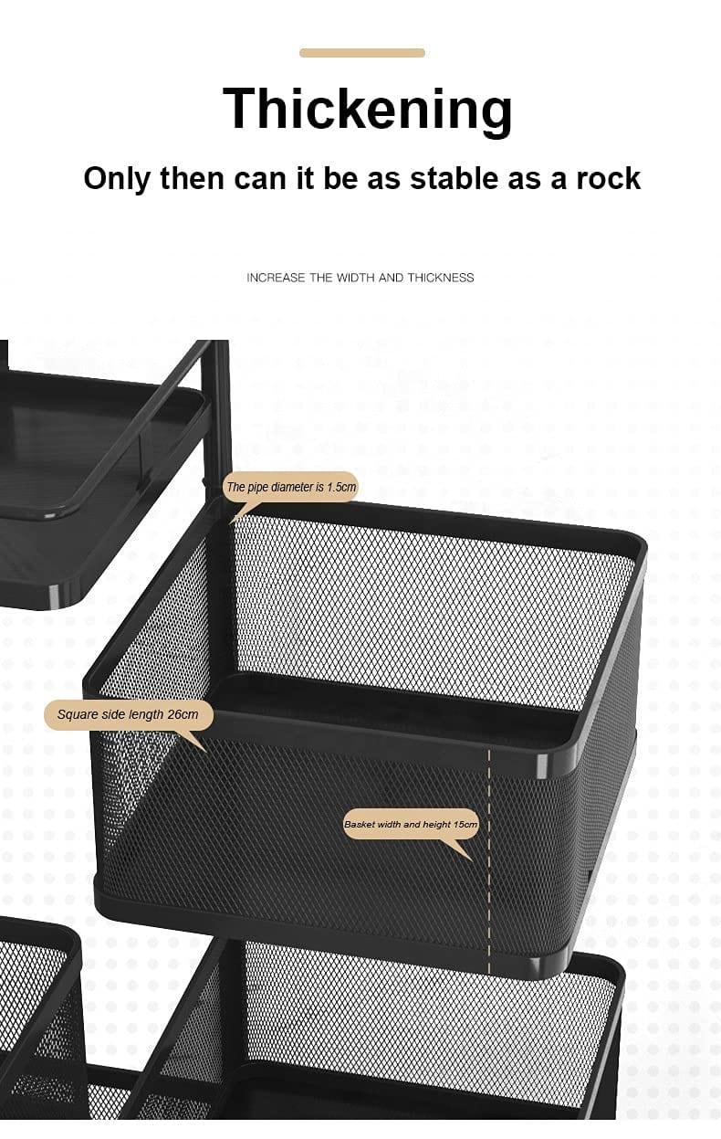 Kitchen Trolley Kitchen Organizer Items And kitchen accessories items for Kitchen Storage Rack Square Design Fruits & Vegetable Onion Cutlery ,Jars Container Kitchen Trolley with Wheels Black - Ouch Cart