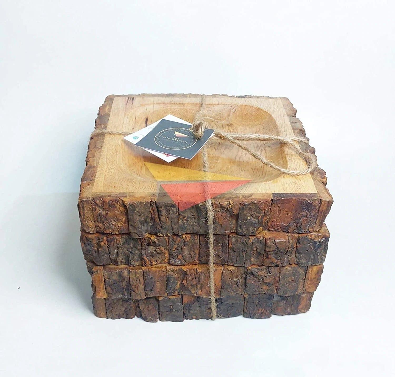 BARK/BUCKLE WOODEN SERVING TRAY SET OF 4 - Ouch Cart