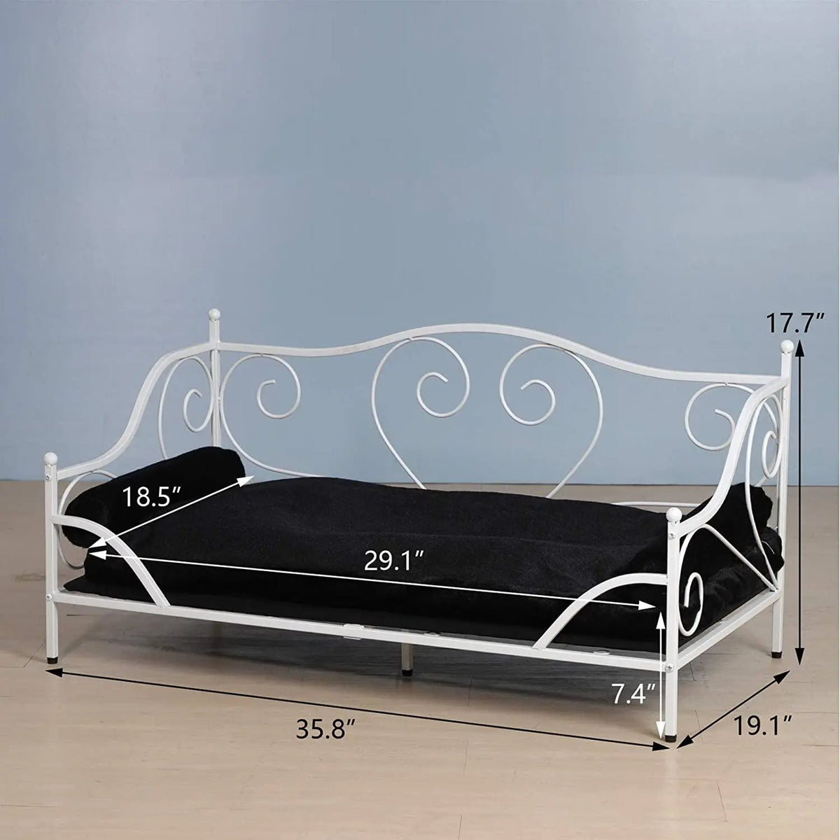 Pet Sofa Bed, Metal Frame Dog Bed Couch with Washable Plush Cushion for Medium Pet Sitting - Ouch Cart