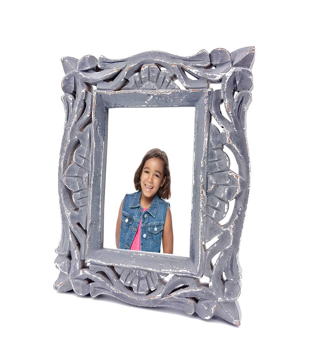 Decorative Handcrafted Wooden Photo Frame (Multicolor, 23.5 cm x 18.5 cm x 2 cm) - Ouch Cart