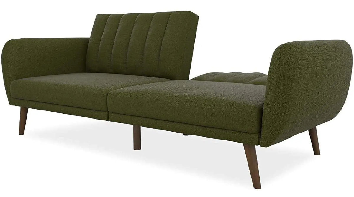 Sofa Futon - Premium Upholstery and Wooden Legs - Green - Ouch Cart