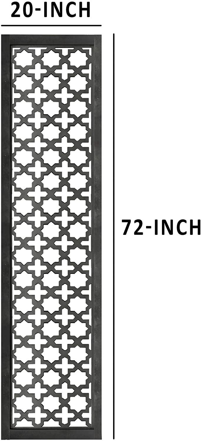 Rectangular Mango Wood Wall Panel with Cutout Lattice Pattern, Rectangle, Black - Ouch Cart