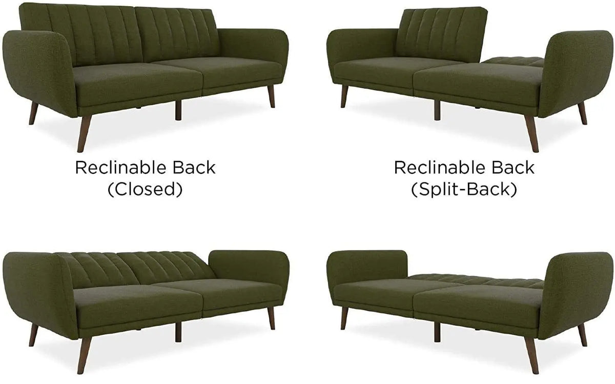 Sofa Futon - Premium Upholstery and Wooden Legs - Green - Ouch Cart