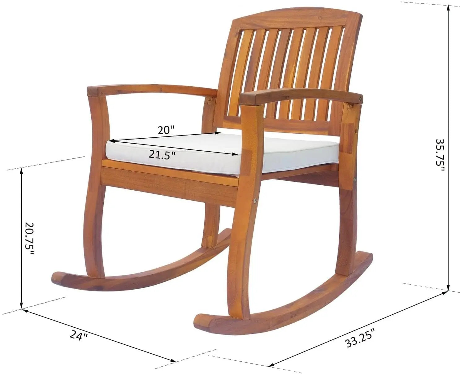 Wooden Rocking Chair with Cushioned - Ouch Cart