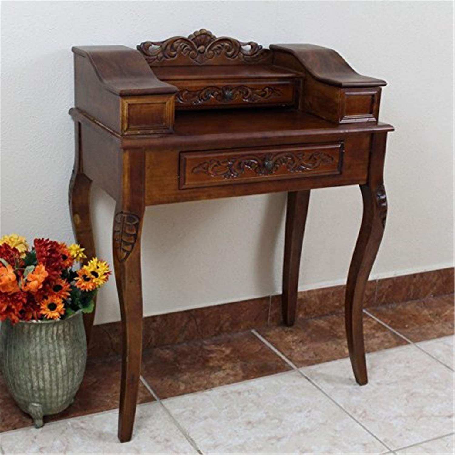 Furniture Piece Carved Wood Two Drawer Telephone Table - Ouch Cart