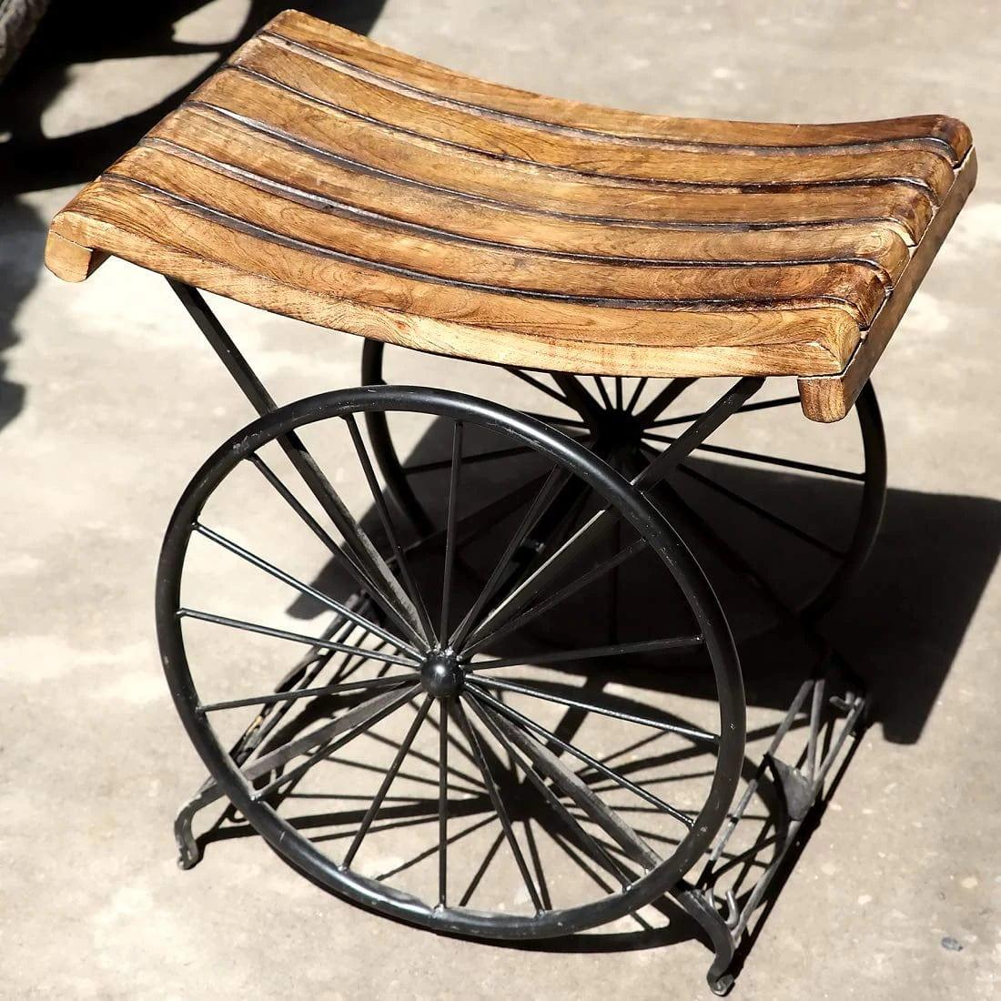 IRON WOODEN BEDSIDE TABLE | END TABLE SITTING STOOL FOR LIVING ROOM AND BEDROOM - Ouch Cart