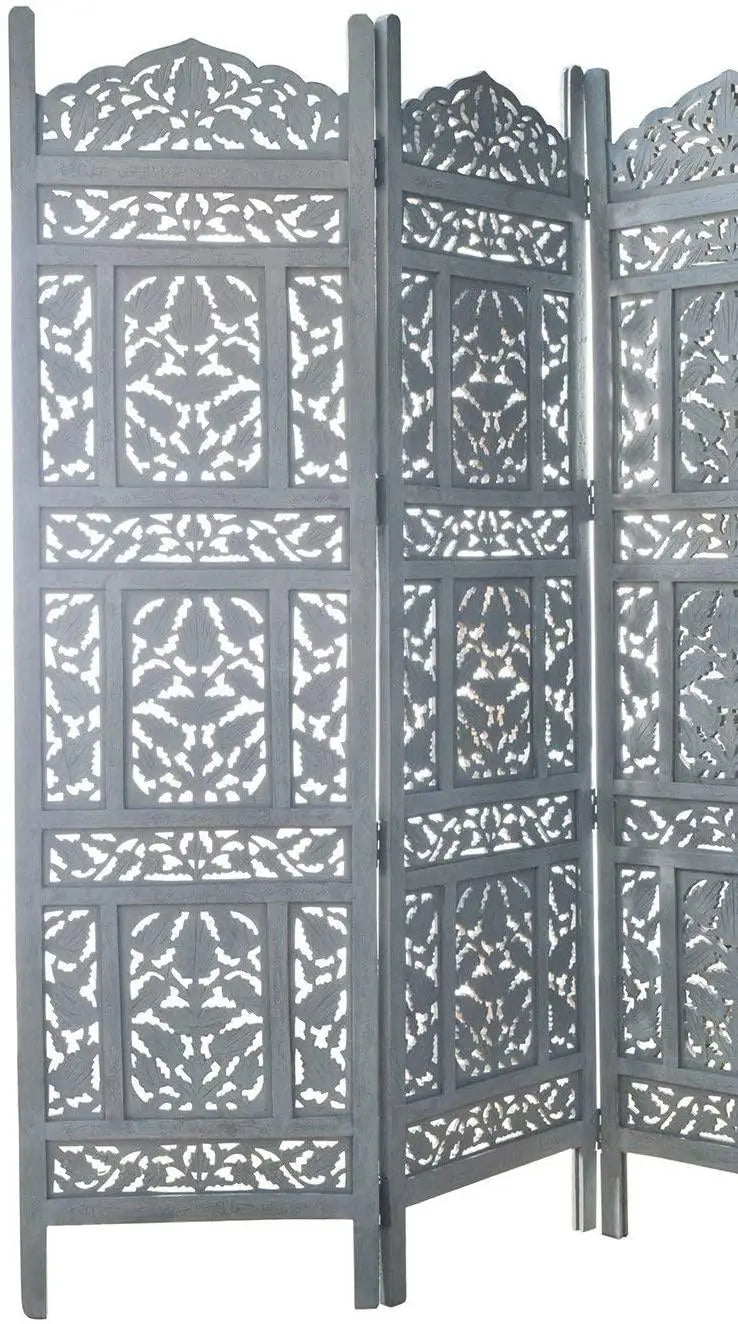 4 Panel Handcrafted Wooden Partition Screen Room Divider, Natural Wood Color Wooden Partition Foldable Room Partition Screen Dividers 4 Panels Wooden Partition Room Divider Flooring & Wall Panels Room Partitions - Ouch Cart