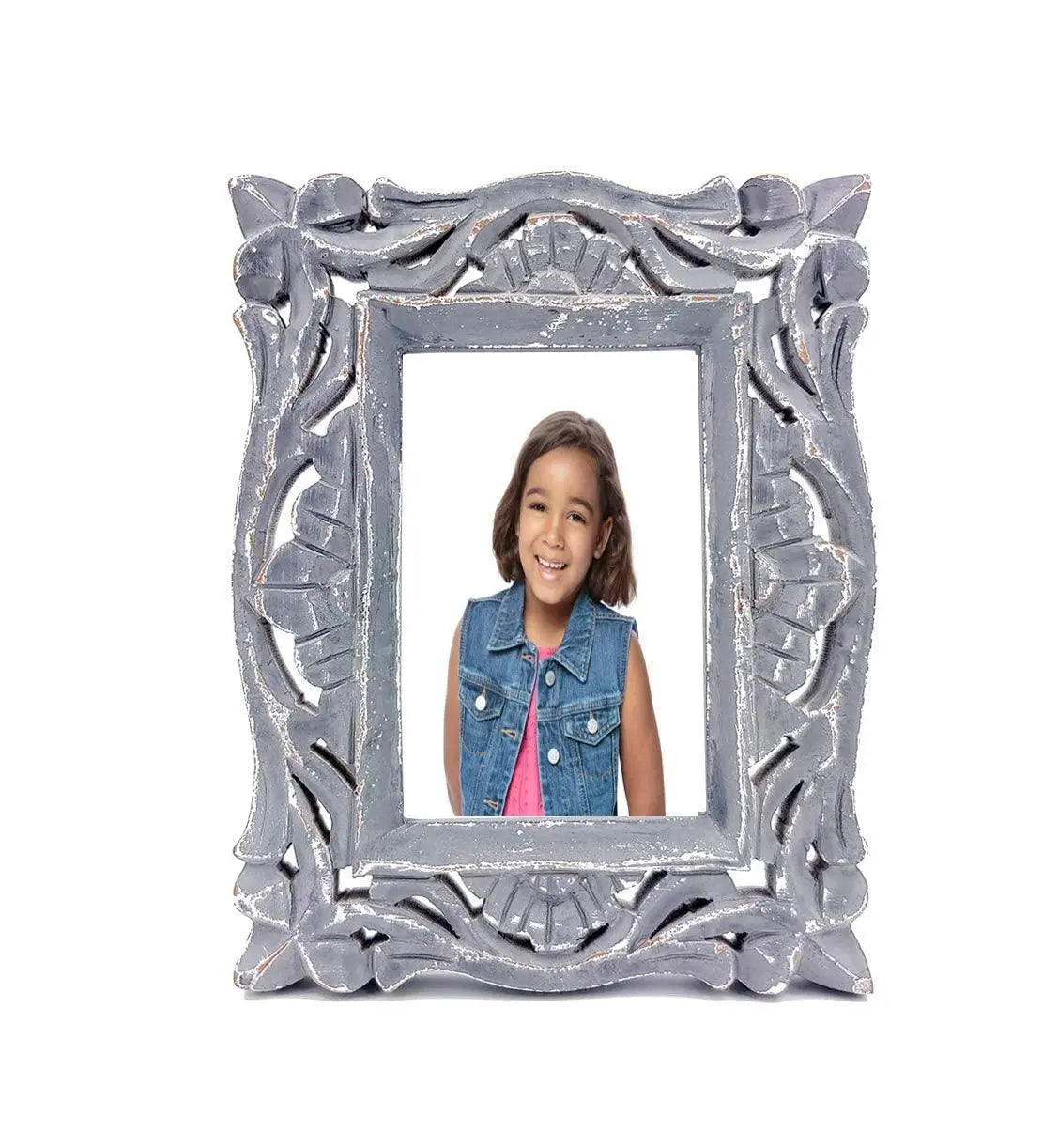 Decorative Handcrafted Wooden Photo Frame (Multicolor, 23.5 cm x 18.5 cm x 2 cm) - Ouch Cart