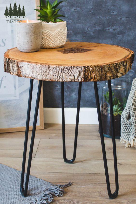 Mid Century Coffee Wood Table/Rustic Bedside Table By Miza - Ouch Cart